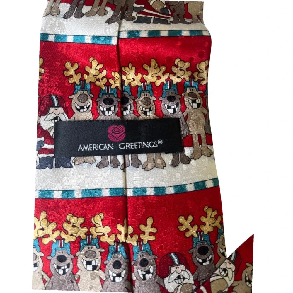 Christmas Football Santa Reindeer Silk Necktie Cartoon Print American‎ Greetings